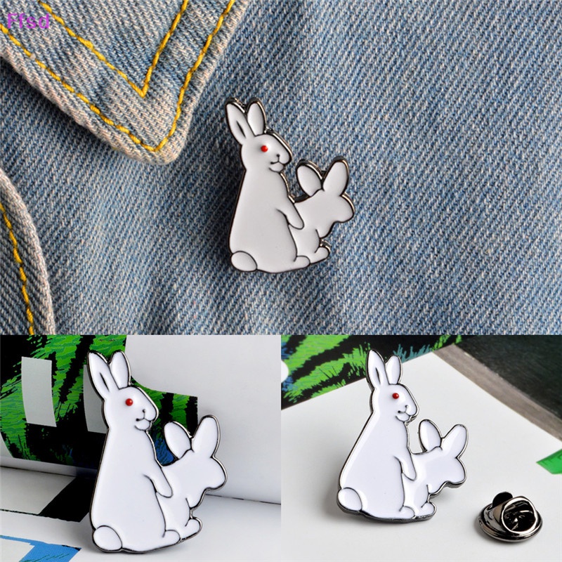 {Ffsd} Trâm Cài Áo Hình Hai Chú Thỏ Trắng Dễ Thương Làm Quà Tặng Quần Áo Jean Cho Nữ