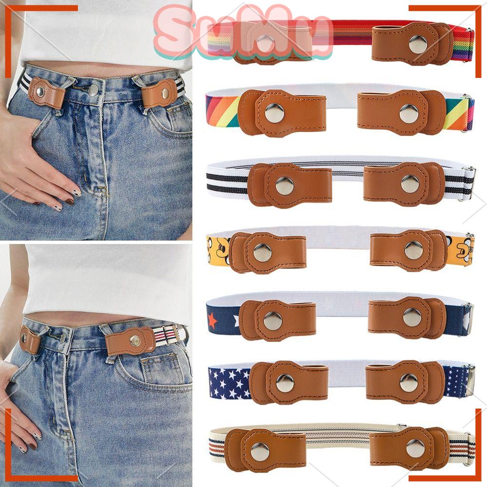 SUMU Set 2 Thắt Lưng Vải Canvas Co Giãn Không Khóa Thời Trang Cho Bé
