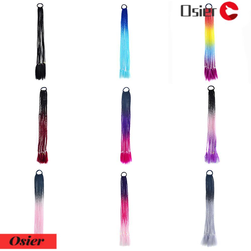 OSIER1 Dây Buộc Tóc Bện Bằng Cao Su Tổng Hợp Co Giãn Màu Gradient 60cm