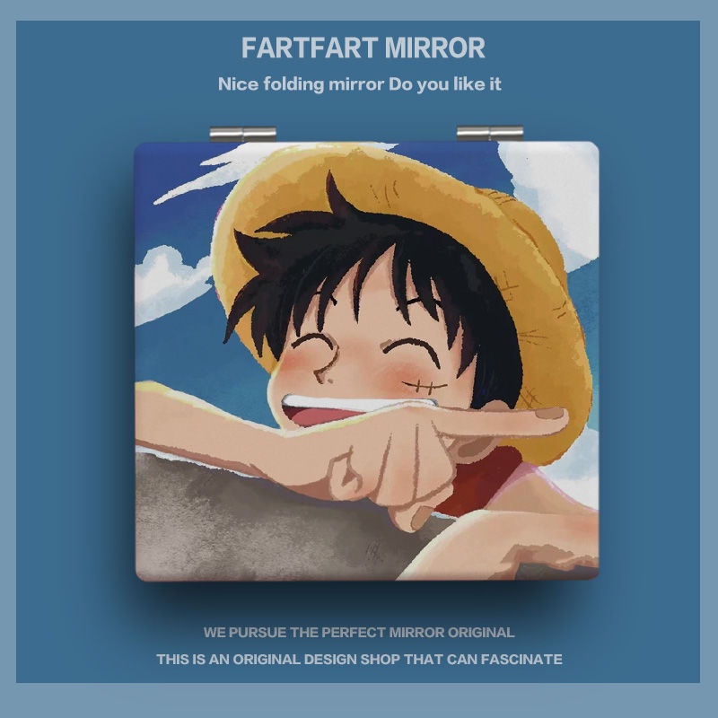 Gương Trang Điểm Mini Gấp Gọn Họa Tiết Hoạt Hình One Piece Đẹp Mắt