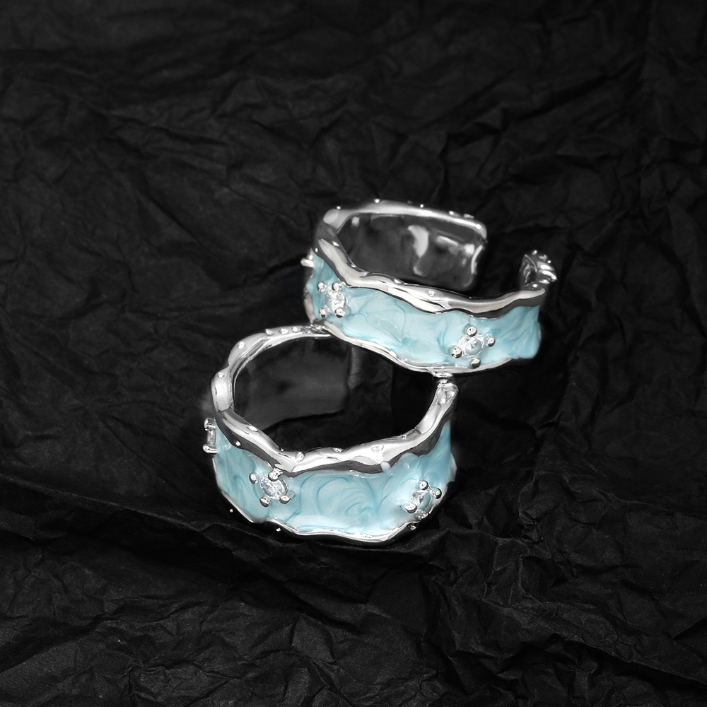 Nhẫn Đính Kim Cương Xanh Phong Cách Hip Hop Đường Phố Cá Tính Cho Nam Và Nữ