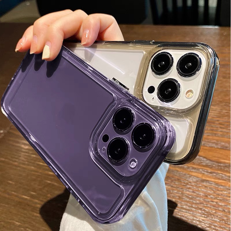 Ốp Điện Thoại Màu Tím Trong Suốt Chống Sốc Cho iphone 14 pro max case 11 13 12 11 pro max X / Xs max XR 7 8 plus