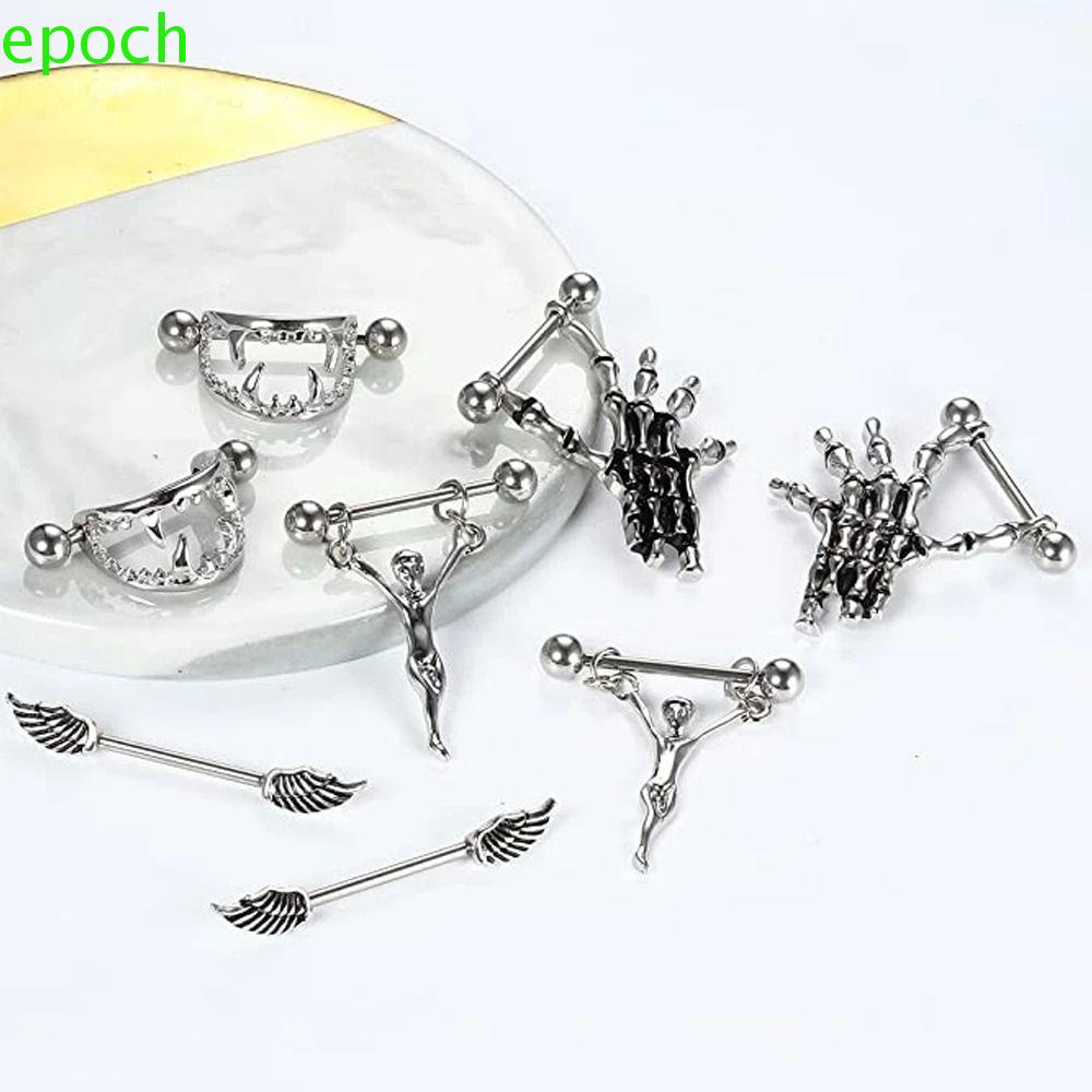 EPOCH Khuyên Mũi Thép Không Rỉ Hình Đầu Lâu Phong Cách Gothic Cho Nam