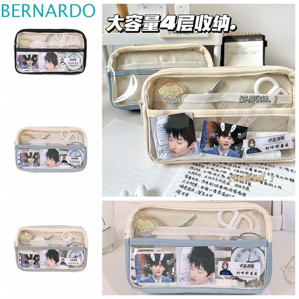 BERNARDO Túi Đựng Bút Chì Sức Chứa Lớn Trong Suốt Có Dây Kéo