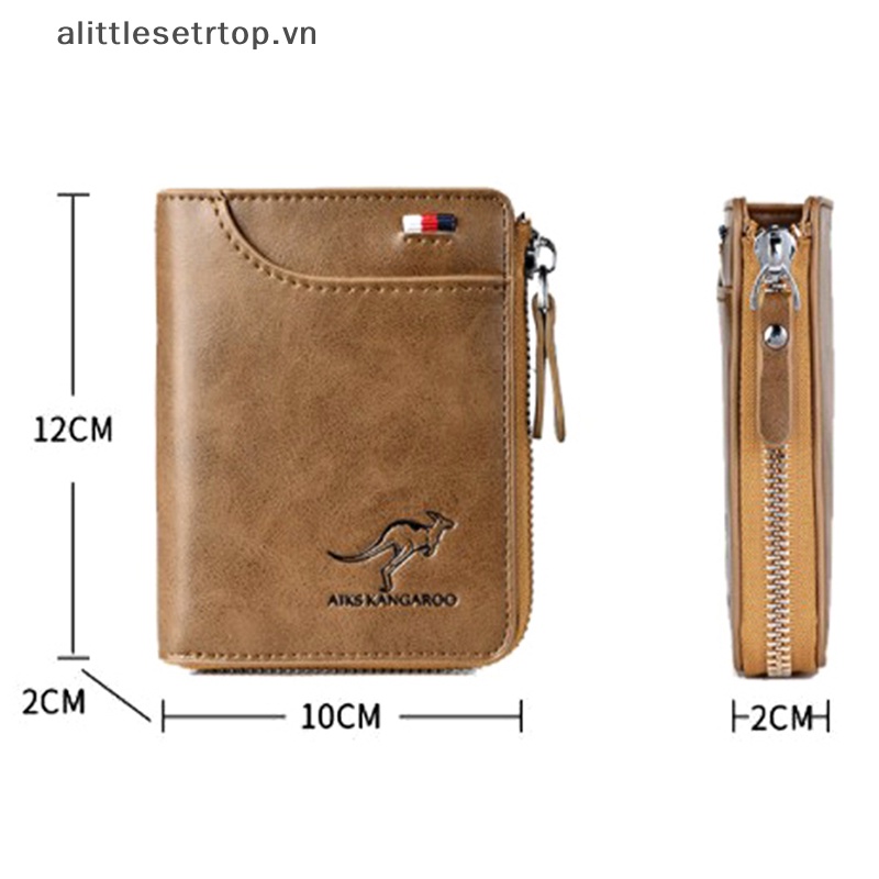 Ví alittlesetrtop kangaroo ví chặn rfid có dây kéo ví đựng thẻ tín dụng đa năng.