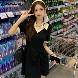 Sugemiusi Đầm Cổ polo Dáng Ôm Màu Xanh Lá Cây Tươi Tắn Lưng Cao Dễ Phối Đồ Thời Trang