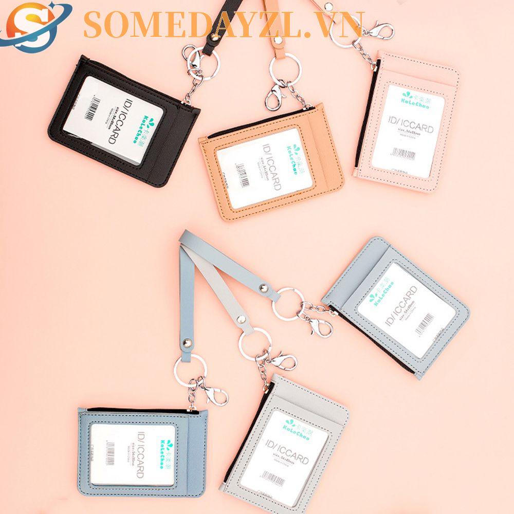 SOMEDAYZL Ví Da PU Ngắn Đựng Thẻ Tín Dụng / Tiền Xu Chống Thấm Nước Có Khóa Kéo Cho Nữ