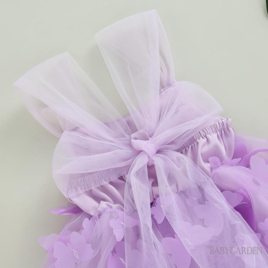 Bộ Áo Liền Quần Dạng Đầm Không Tay In Hình Bướm Dành Cho Bé Gái 0-18 Tháng Tuổi