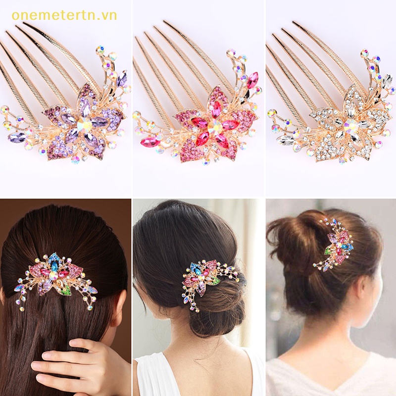 Lược Cài Tóc Hình Hoa Đính Đá Phong Cách Vintage Thời Trang 2023 Dành Cho Nữ