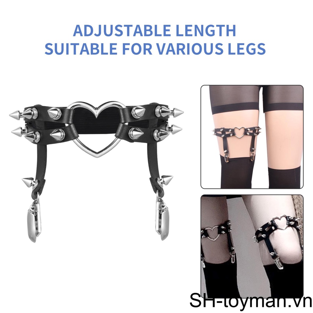 Đai Nịt Đùi Đính Đinh Tán Co Giãn Phong Cách gothic punk Cho Nữ