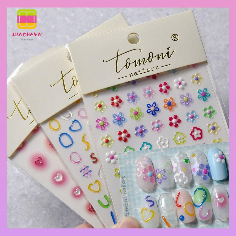 DIACHAVN Miếng Dán Trang Trí Móng Tay Tự Dính Thiết Kế Phong Cách Retro