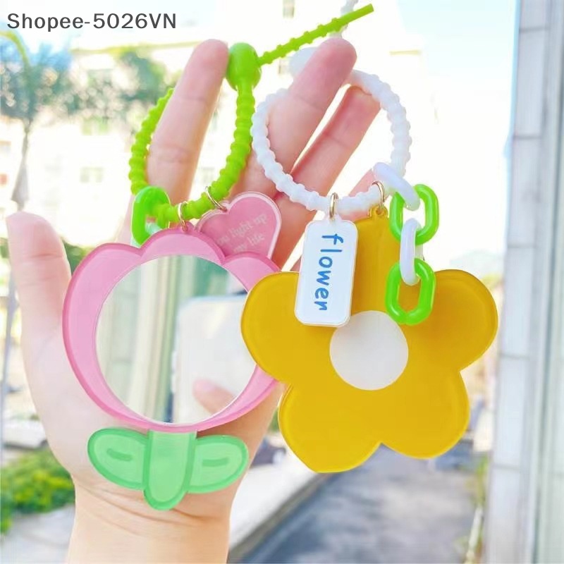 Gương Trang Điểm Nhỏ Hình Hoa Tulip Kèm Móc Khóa Dễ Thương Cho Nữ
