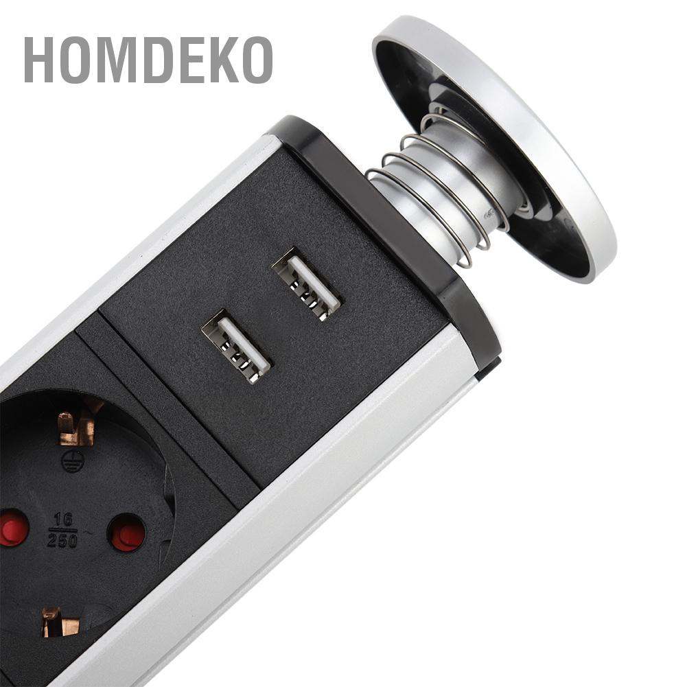Điện Kéo Ổ Cắm Bàn Làm Việc Nhà USB Popup Phích Châu Âu 250V Homdeko K.