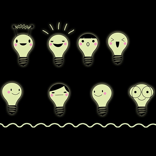 Set 8 Miếng Dán Tường Trang Trí Hình Bóng Đèn Phát Sáng Trong Tối