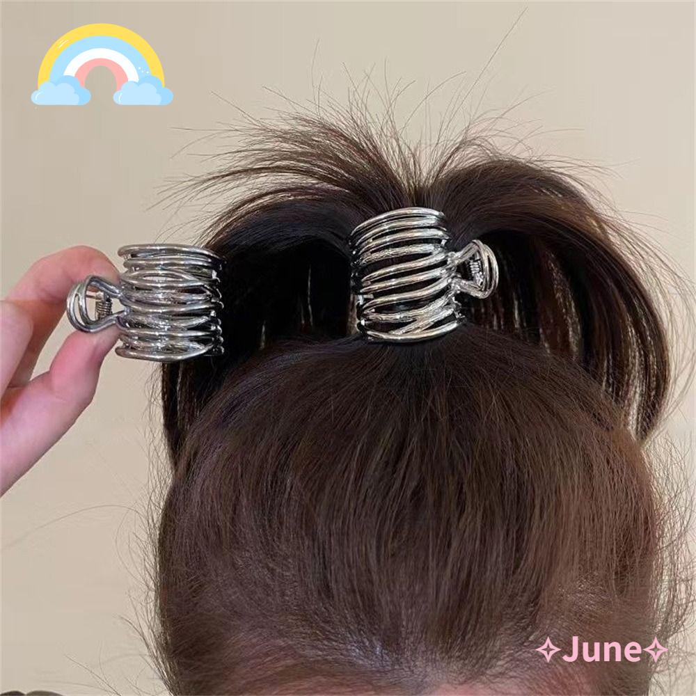 JUNE Kẹp Tóc Nhỏ Bằng Kim Loại Màu Đen / Bạc Dành Cho Nữ