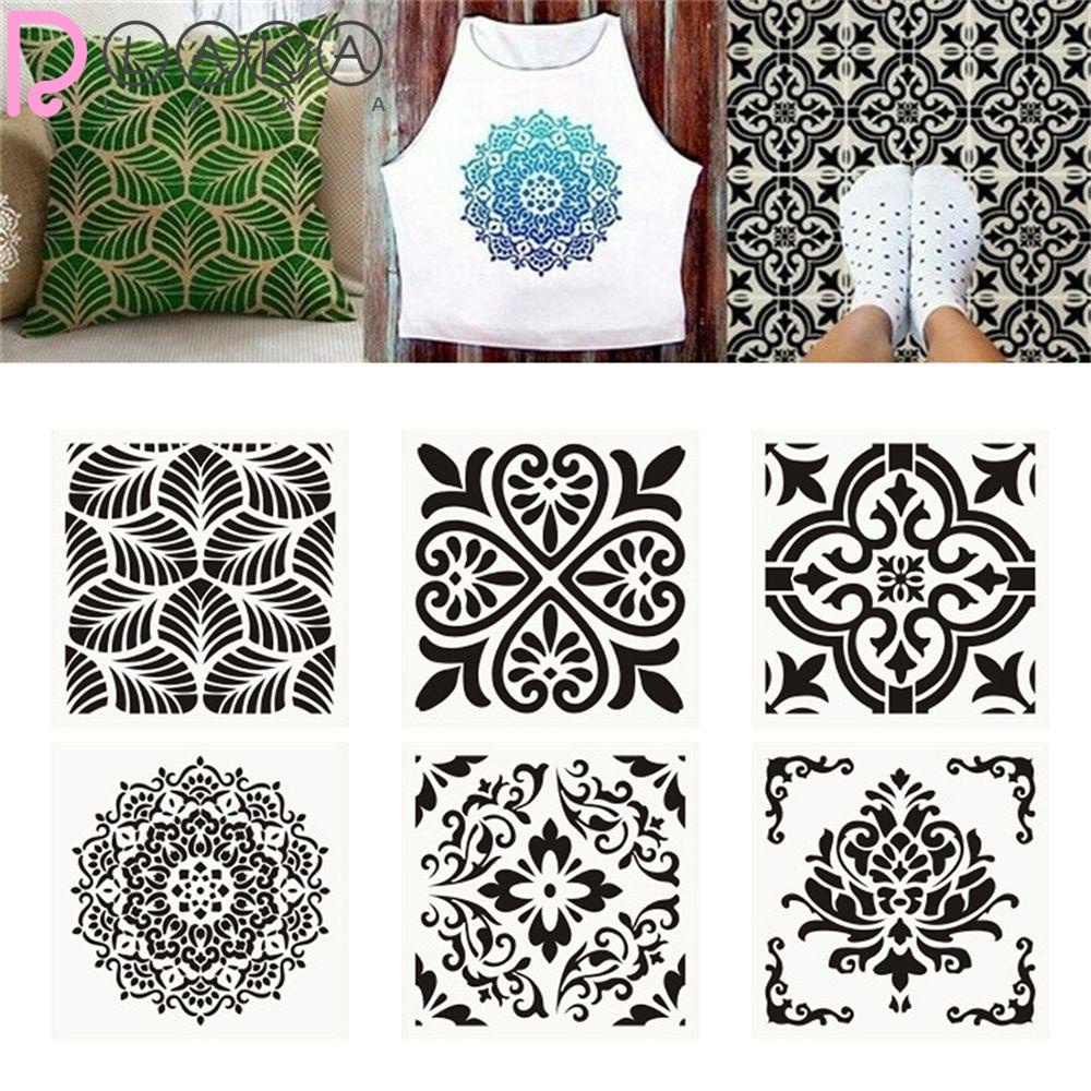 LAKAMIER Set 6 Khuôn Vẽ Trang Trí Tường DIY Họa Tiết Mandala