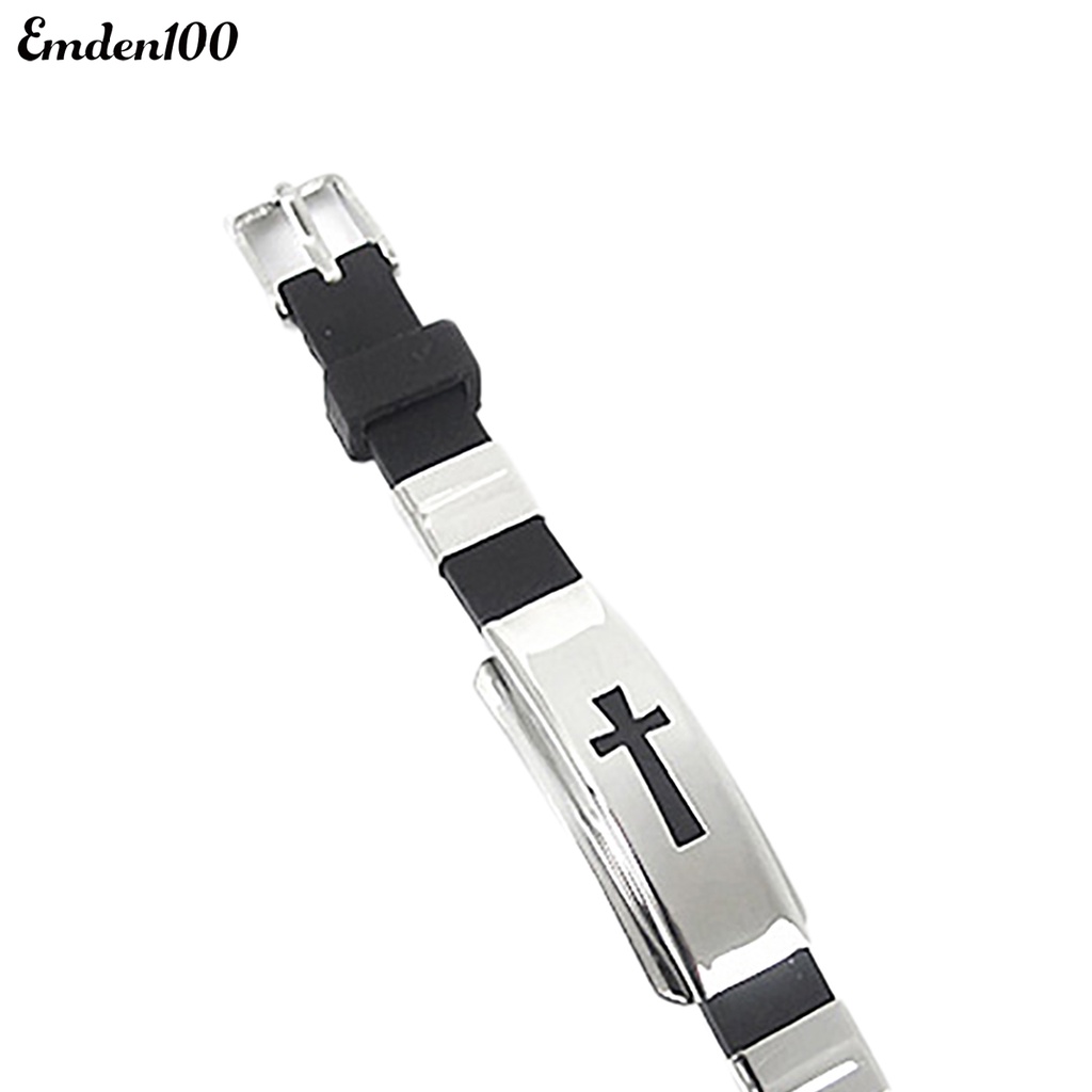 Vòng Đeo Tay Bằng Thép Không Gỉ Họa Tiết Thánh Giá Dành Cho Nam Và Nữ