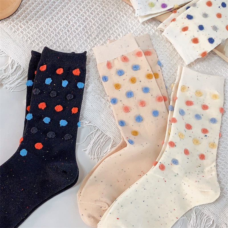 Vớ Cổ Vừa Họa Tiết Chấm Bi Ba Chiều Đơn Giản Thời Trang Xuân Hè Dành Cho Nữ