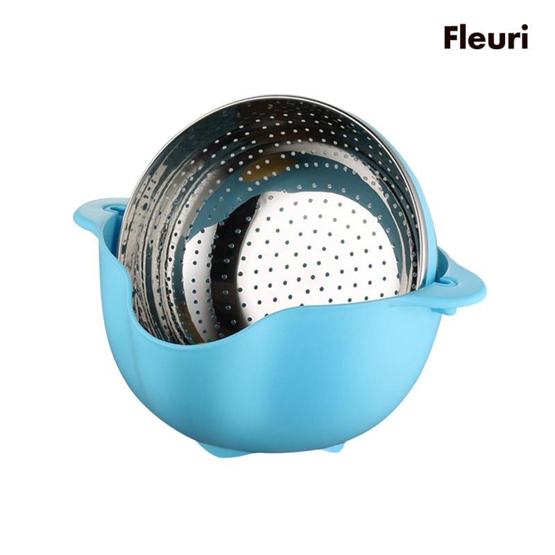 Rổ Hai Lớp Bằng Thép Không Gỉ PP Ráo Nước Xoay Được Đa Năng