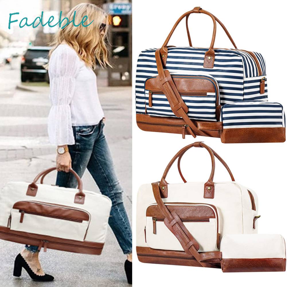 Túi Xách Canvas Cỡ Lớn Có Ngăn Đựng Đồ Khô / Ướt Tiện Dụng Cho Nam Và Nữ