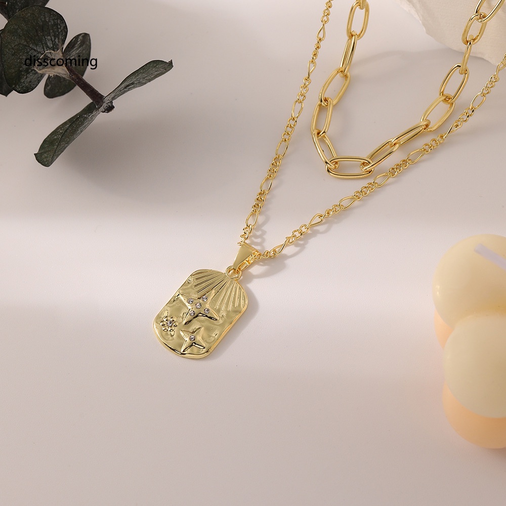 Áo Thun SL SL SL SL Thiết Kế Trẻ Trung Năng Động| Niche Vòng cổ Nhiều Lớp Mặt Vuông Xếp Chồng Lên Nhau Cao Cấp Phong Cách retro