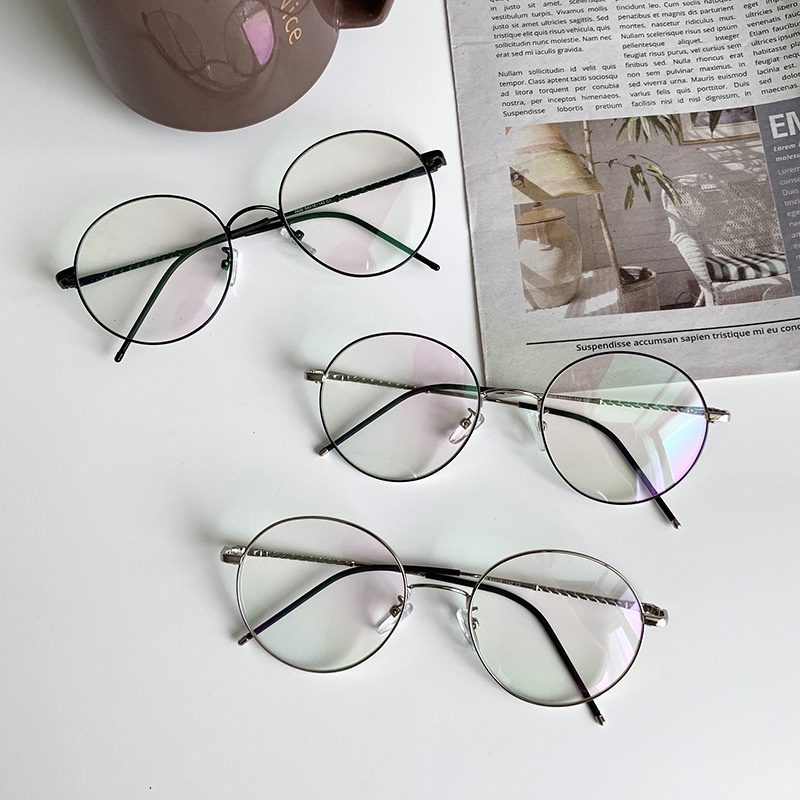 VIENDO Kính Chống Tia UV400 Tròng Tròn Bằng Kim Loại Phong Cách Cổ Điển Thời Trang kính đổi màu khi ra nắng Cho Nam Và Nữ(có thể cắt cận thị ống kính)