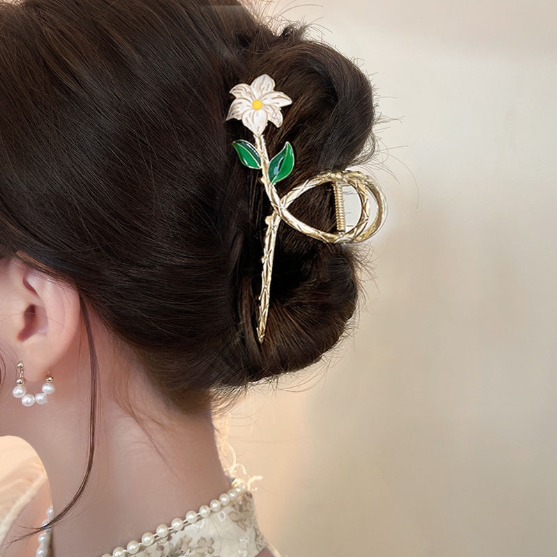 Kẹp Tóc Hoa Lily / Cá Mập Màu Vàng Lá Kiểu Hàn Quốc Đơn Giản Xinh Xắn Dùng Làm Quà Tặng Đám Cưới Cho Bạn Gái