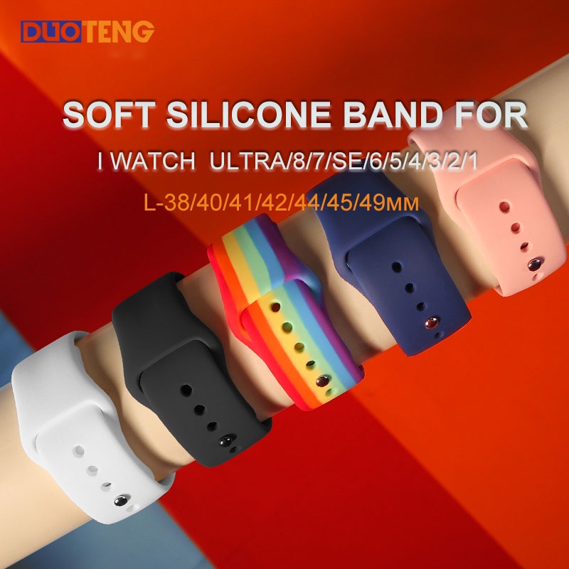 Dây Đeo Cao Su Silicone Mềm Cho Đồng Hồ Thông Minh Apple Watch Series Ultra 8 7 6 SE 5 4 3 2 1 49mm 41mm 45mm 44mm 42mm 40mm 38mm