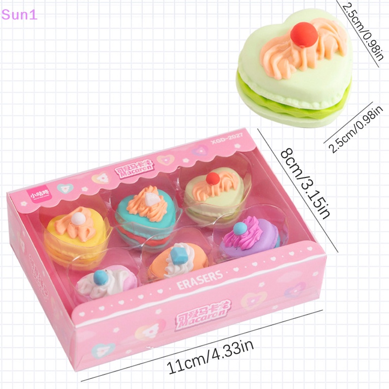 Set 6 Gôm Tẩy Hình Bánh Macaron Dễ Thương Dành Cho Học Sinh