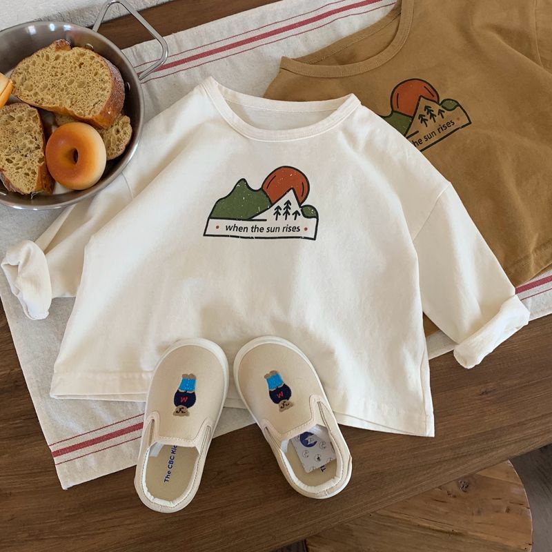 Áo Thun Tay Dài Dáng Rộng In Chữ Cái Phong Cách Nhật Hàn Thời Trang Xuân Thu Cho Nam Và Nữ