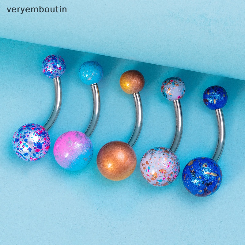 Set 5 Khuyên Rốn Bằng Thép Không Gỉ Acrylic Quyến Rũ Sáng Tạo