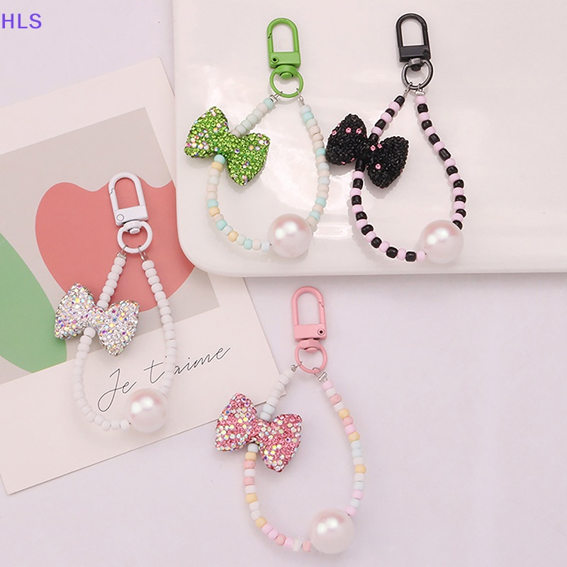 Móc Khóa Đính Hạt Kim Cương / Nơ / Hoa Dễ Thương Dùng Trang Trí Ba Lô / Móc Khóa