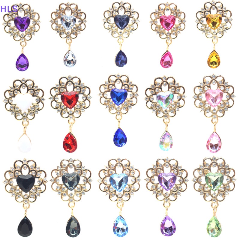 Ghim Cài Áo Hình Giọt Nước / Trái Tim Đính Đá Pha Lê Dùng Làm Quà Tặng DIY