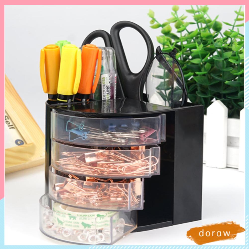 DORAW Hộp Đựng Bút Bằng Nhựa Bốn Tầng Kích Thước 96x96mm Siêu Bền Tiện Dụng Cho Học Sinh