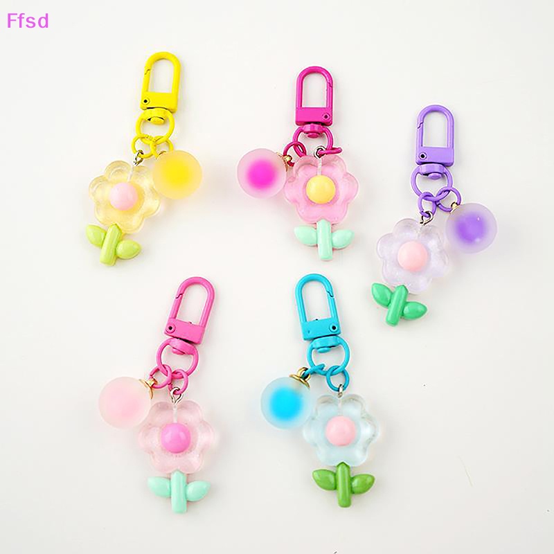 {Ffsd} Móc Khóa Xe Hơi / Túi Đựng Tai Nghe Hình Hoa Hoạt Hình Màu Sắc Dễ Thương DIY Làm Quà Tặng Trang Trí Cho Nữ