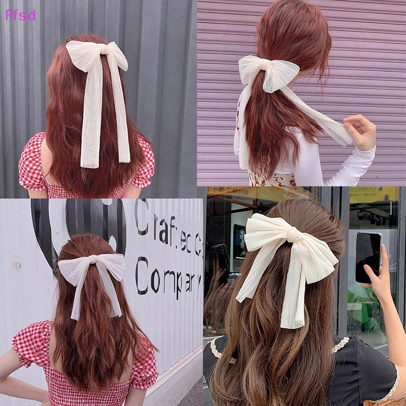 Kẹp Tóc Nơ Ruy Băng Trắng Ngoại Cỡ Cho Nữ {Ffsd} Bán Chạy *