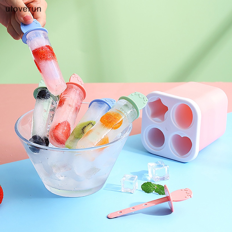 1 Khuôn Làm Kem Que 4 Ngăn Bằng Nhựa Tiện Dụng