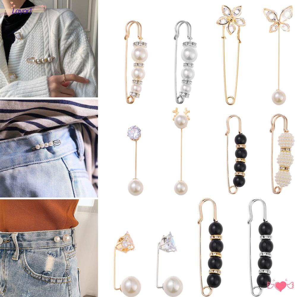 LAYOR1 Ghim Cài Cổ Áo Đính Ngọc Trai Chống Ánh Sáng Dành Cho Nữ