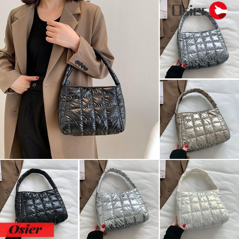 OSIER1 Túi Xách Tay Hoa Văn Kẻ Ô Chất Liệu Cotton Thời Trang