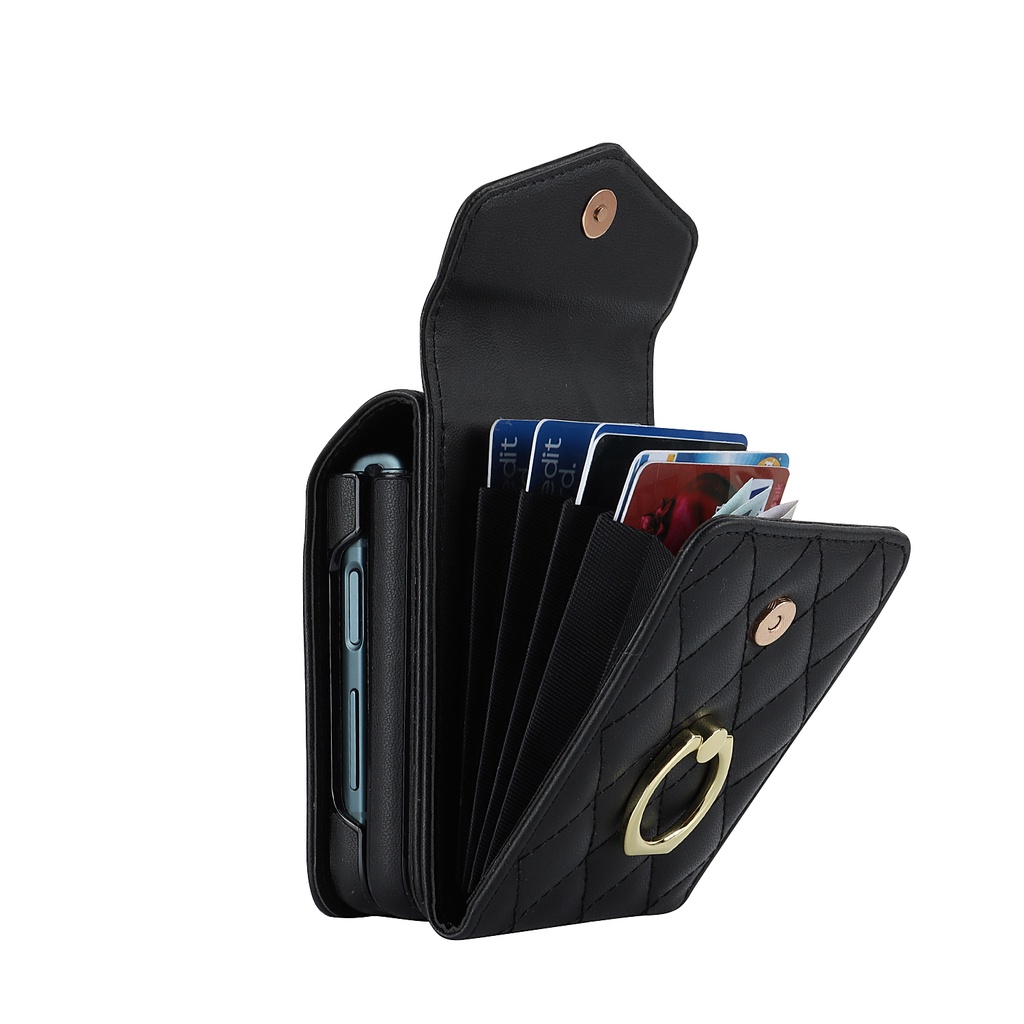 Đối với samsung galaxy z flip 3 flip4 5 bao da sang trọng có giá đỡ nhẫn bao đựng thẻ