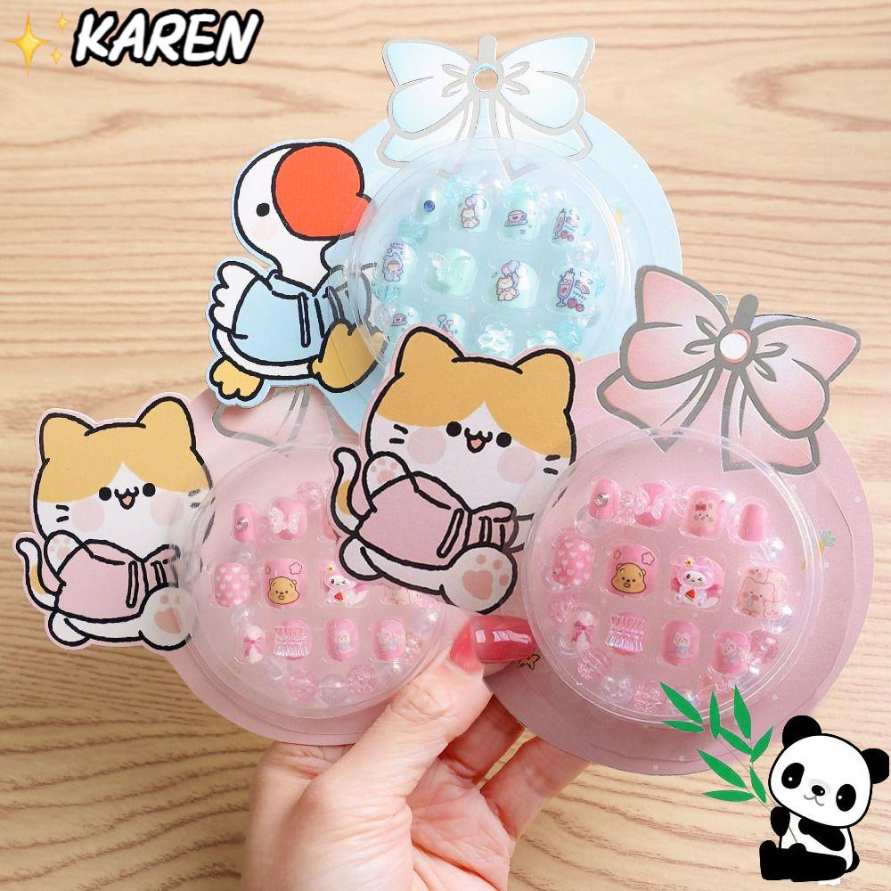 KAREN Bộ 24 Móng Tay Giả Che Phủ Toàn Diện Tháo Rời Được DIY