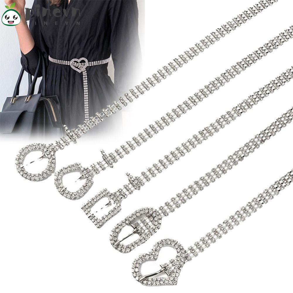 PINEVN Thắt Lưng Mỏng Đính Đá Sang Trọng Cho Nữ