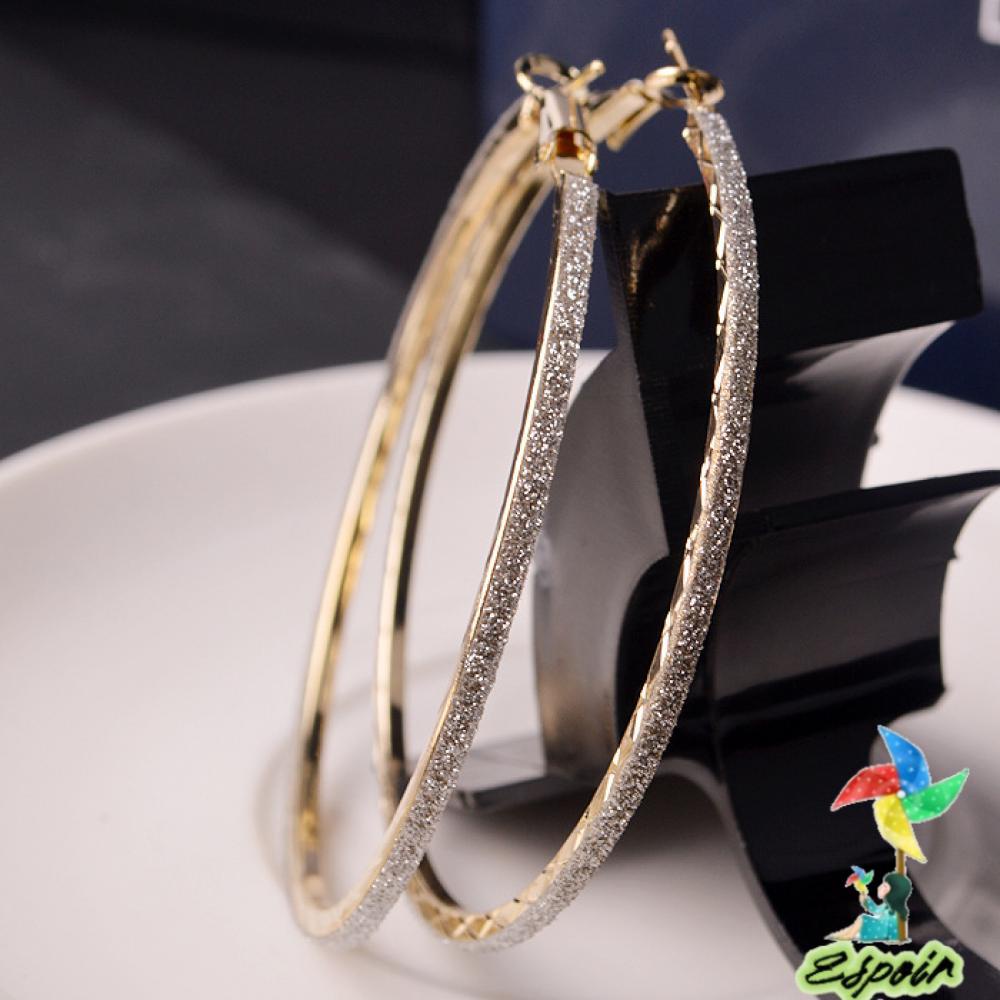 ESPO Bông Tai Xi Mạ Bạc Hình Tròn