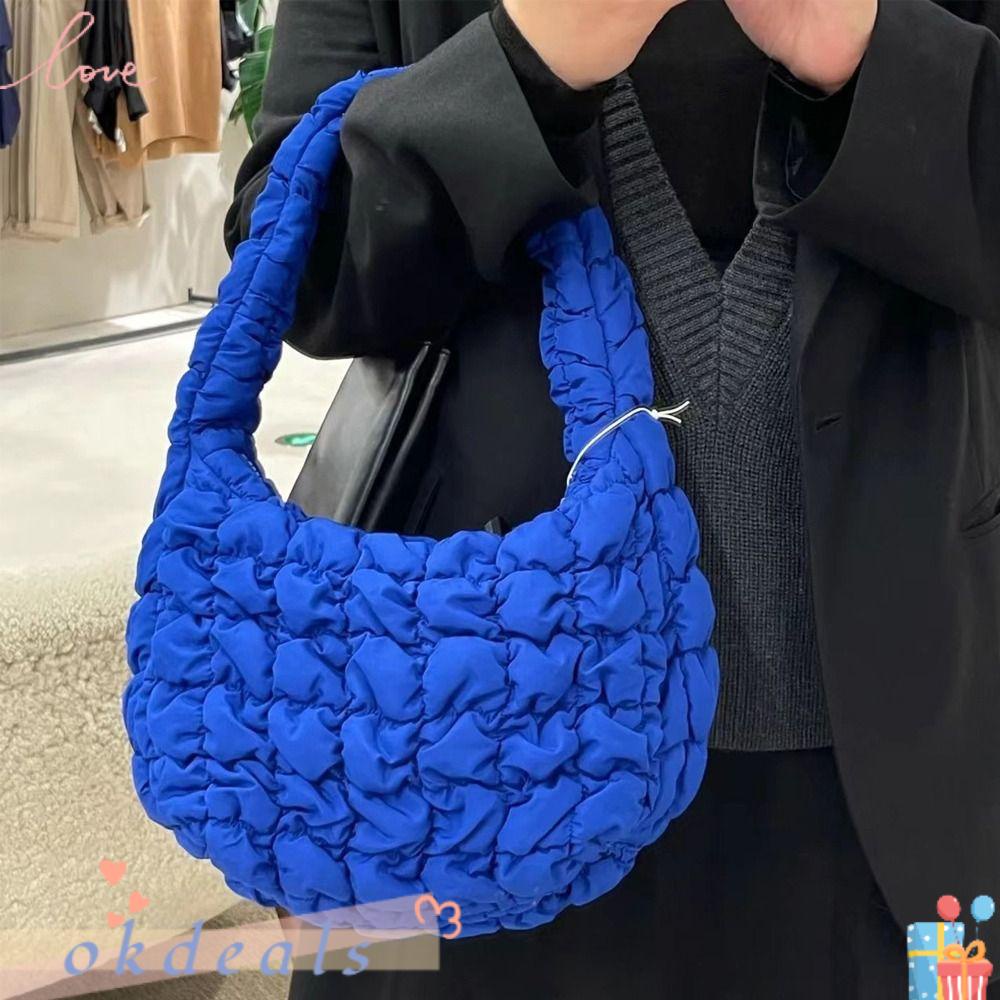 OKDEALS Túi Xách Tay Hoa Văn Kẻ Ô Chất Liệu Cotton Thời Trang