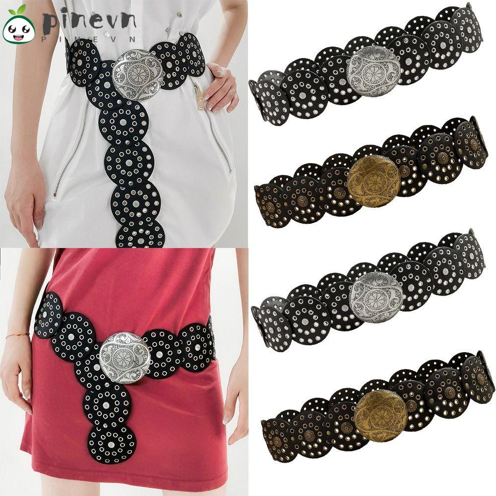 PINEVN Thắt Lưng Cao Bồi Hình Tròn Cho Nữ Y2K