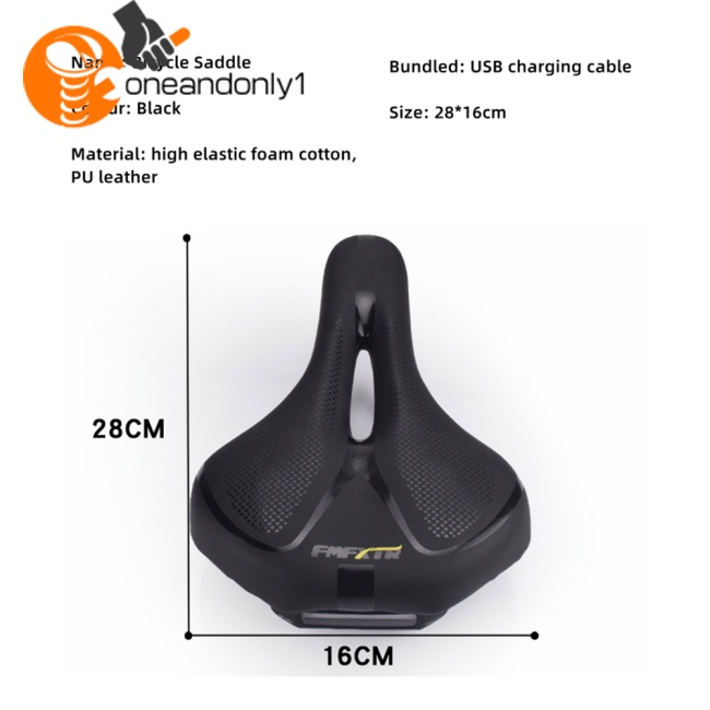 Yên Xe Đạp Leo Núi Chất Liệu Pu Dày Dặn Mềm Mại Chống Thấm Nước Có Đèn Đuôi
