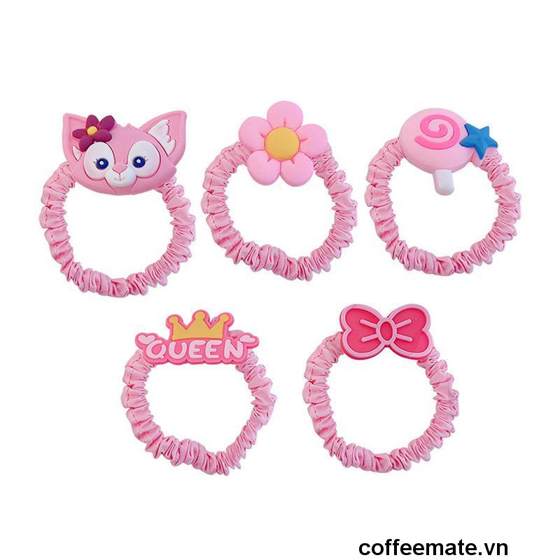 ⚡Dây Buộc Tóc Năm Mảnh Co Giãn Cao Hình Gấu Dâu Tây Dễ Thương