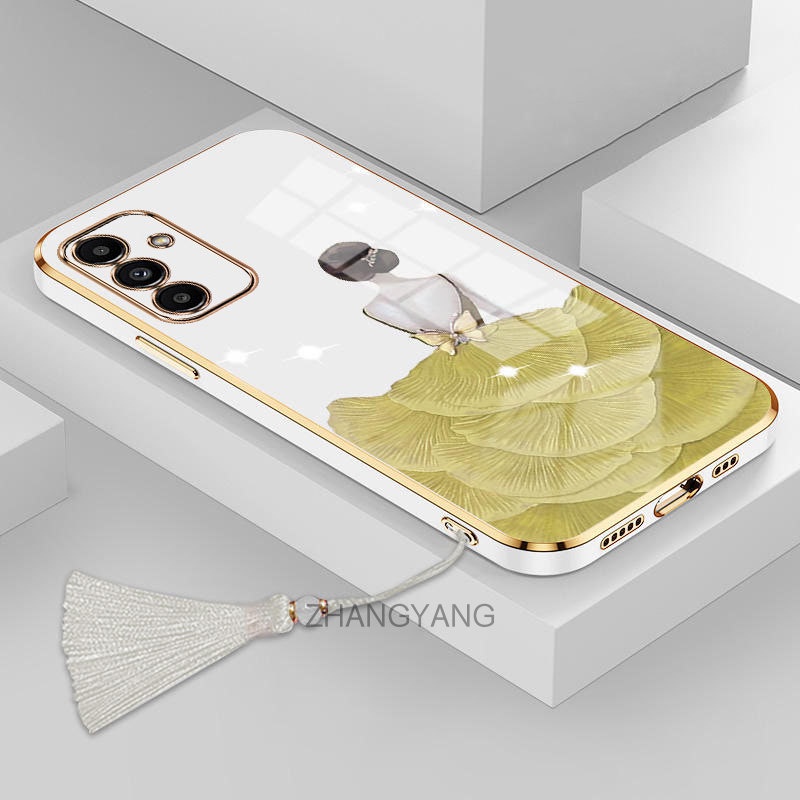 Ốp Điện Thoại TPU Silicon Mềm Chống Rơi Họa Tiết Cô Gái Mặc Váy Tua Rua Cho Samsung a14 a24 a34 a54