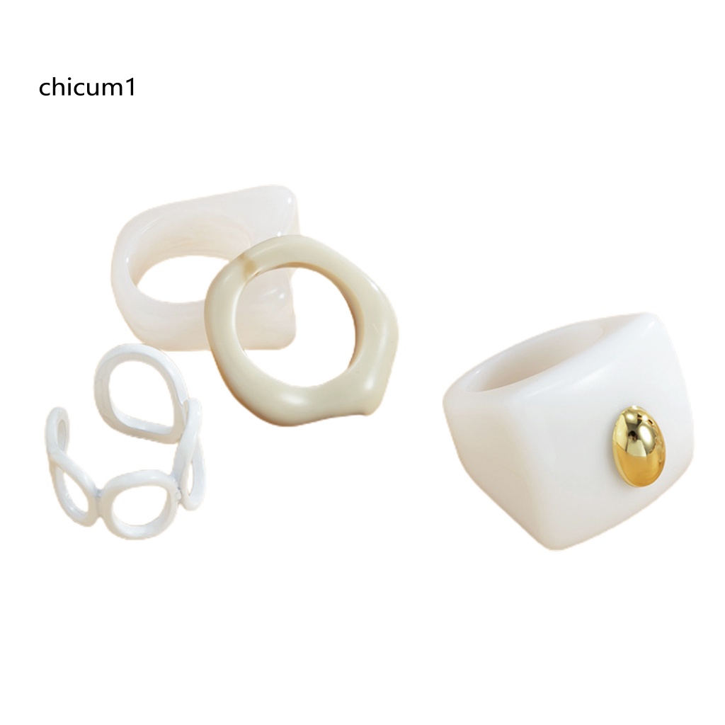 Set 4 Nhẫn Acrylic Phong Cách Vintage Dành Cho Nữ