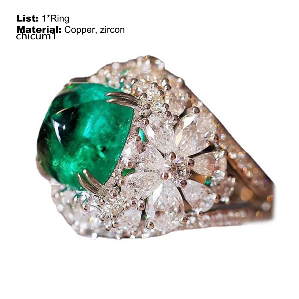 Nhẫn Mạ Bạc Đính Đá Pha Lê Xanh Hình Vuông Phong Cách Retro